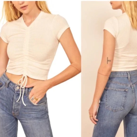 Reformation White Renee Crop Top Size Medium - Picture 2 of 5
